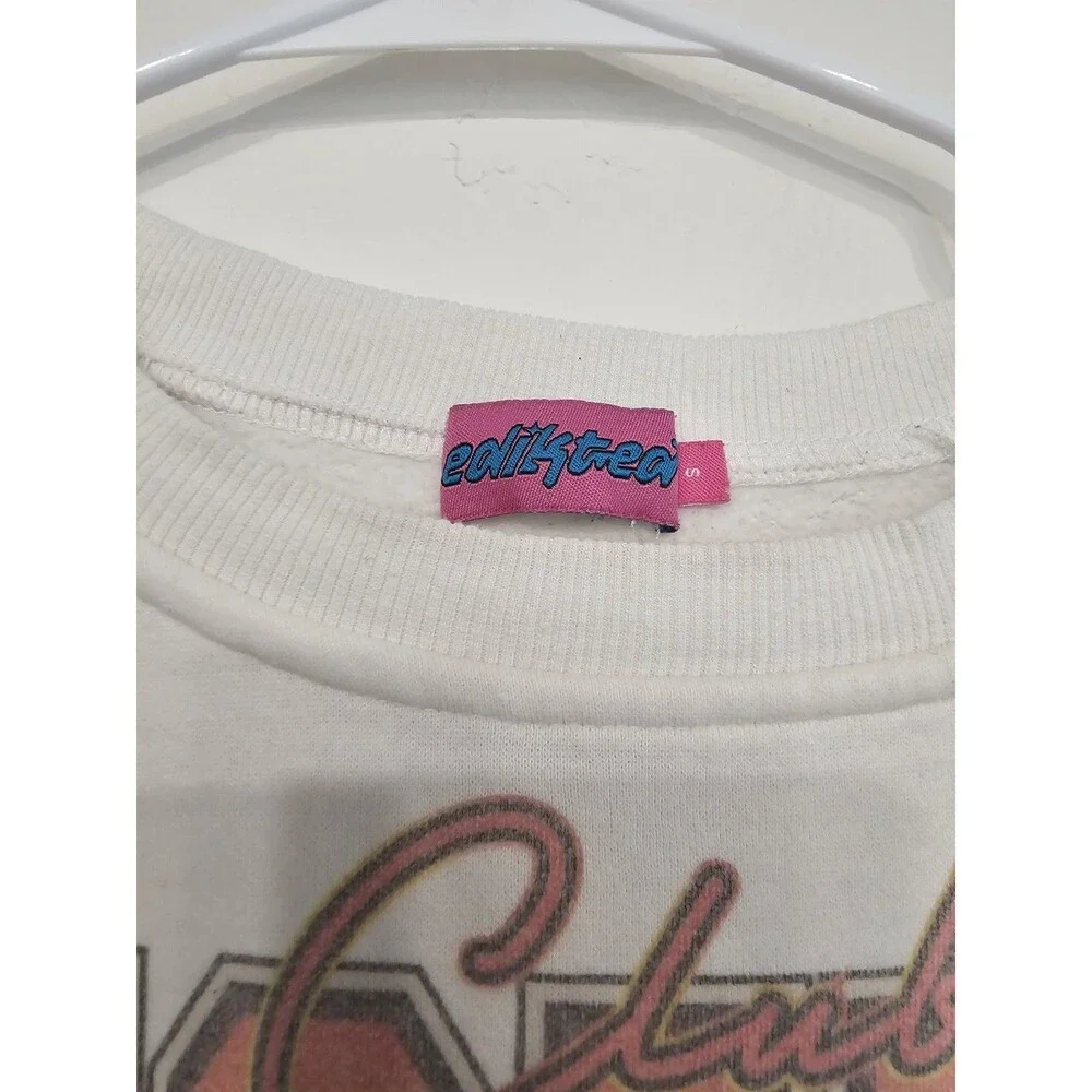 Edikted Sweatshirt White Oversized NASCAR Graphics Size Small Racing Crewneck - Picture 2 of 5